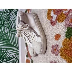 Madewell Cream Sidewalk High-Top Sneakers in Leather: Sherpa Edition - Size - 8